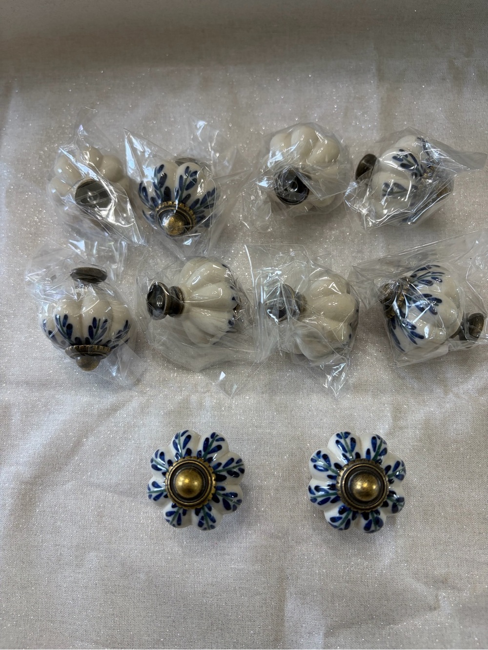 10 Piece Pumpkin Ceramic Drawer/Dresser Knobs Vintage Retro Antique